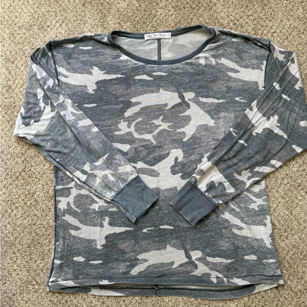 Free People Camo Long Sleeve Shirt